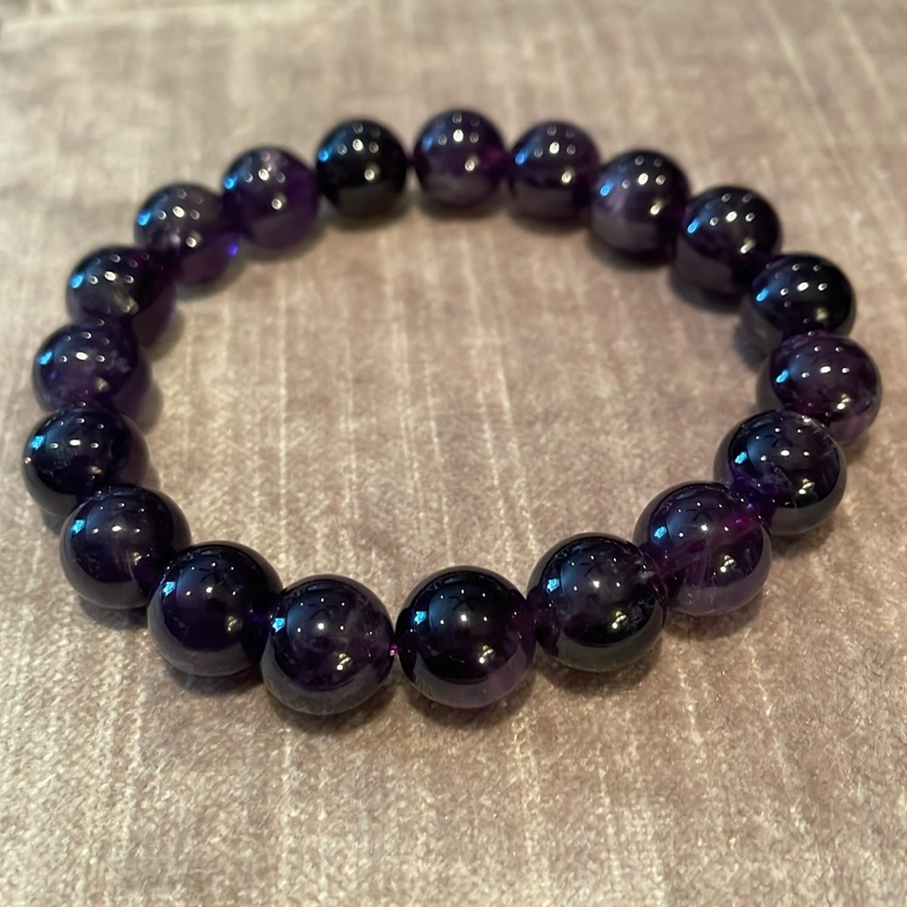 Genuine Amethyst Crystal Bracelet Stretch 7”